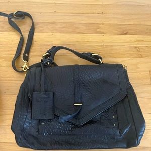 Tory Burch black leather messenger bag
